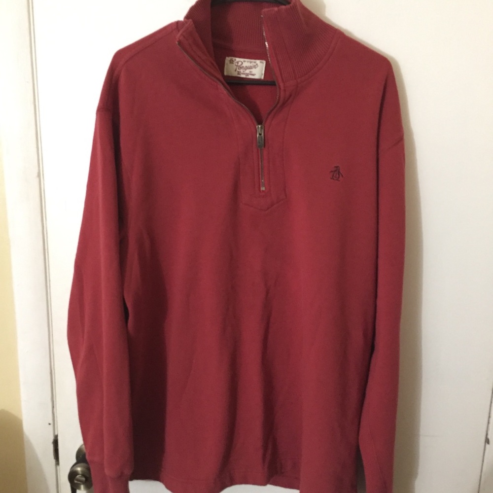 Men’s XXL Red Original Penguin Half Zip Sweater